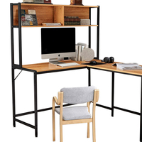 Table d'ordinateur en forme de L, mobilier de bureau à domicile, bureau d'angle pour PC avec étagère, vente en gros d'usine, fabricant de bois, carton en bois