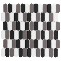 Mosaïque de verre recyclé hexagonale blanche, couleurs mélangées, pour crédence