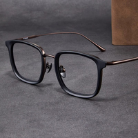 Marcos ópticos retro de alta calidad, gafas antiluz azul, marcos de anteojos de Metal de diseñador cuadrado Simple de negocios para hombres, venta al por mayor