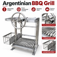 Barbecue argentinien avec volant avant et grilles en V pour égoutter les jus de viande
