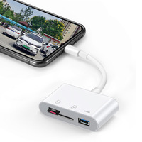 Lector de Tarjetas OTG para iPhone y Teléfonos, Adaptador USB/Tipo-C 3 en 1 con Ranuras SD/TF, Material ABS, Hecho en Shenzhen