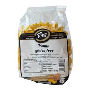 Pâtes tubulaires Penne sans gluten Tissi 250g x 12 pièces à base de maïs, temps de cuisson 4-5 min - Product Image 1