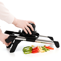 Hachoir à légumes multifonctionnel manuel réglable en acier inoxydable, lame en V interchangeable, trancheuse mandoline certifiée LFGB