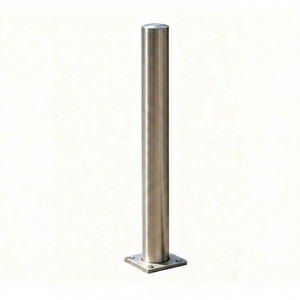 Borne de sécurité fixe anti-collision en acier inoxydable 304 de 114 mm avec anneau LED intégré pour parcs, centres commerciaux, allées et aménagements paysagers - Product Image 1