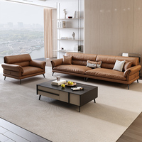 Canapé de réception de bureau style chinois moderne pour appartement, espace VIP professionnel, canapé de bureau en cuir avec table basse intégrée