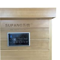 Pruche Bois Massif Maison Baril Sauna Bain de Vapeur Sec et Humide avec Panneau de Commande Électrique Infrarouge Lointain pour Bain Intérieur Relaxation