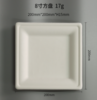SINCERE Factory Wholesale Modern Disposable Eco Sugarcane Bagasse Square Plates Trays 8 Inch Shandong for Party