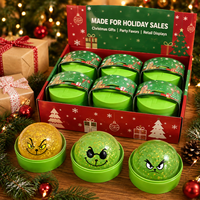 Balle Squishy Mystère de Noël Remplie de Paillettes, Jouet Surprise en Capsule à Presser avec Plusieurs Expressions pour Cadeaux de Fêtes