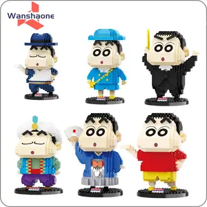 Japan Anime Crayon Shinchan Speelgoed 3d Plastic Mini Bakstenen Speelgoed Cartoon Figuren Crayon Shin Chan Bouwstenen