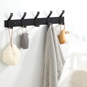 Appendiabiti da Parete Moderno con 1/2/3/4/5 <span class=keywords><strong>Ganci</strong></span> Autoadesivi in Acciaio Inox Senza Foratura, Nero, per Bagno e <span class=keywords><strong>Porta</strong></span> del Bagno - Product Image 2