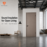 Puerta Interior Moderna Mexin de Madera Gris, Insonorizada, Precolgada con Marco y Panel para Dormitorio, Apartamento, Renovación del Hogar