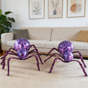 Chuang De Halloween <span class=keywords><strong>Disco</strong></span> Ball Spider, décoration d'araignée effrayante qui brille dans le noir pour fête de maison hantée, décoration d'Halloween - Product Image 5