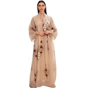 Offre Spéciale Émirats <span class=keywords><strong>Arabes</strong></span> <span class=keywords><strong>Unis</strong></span> Jalabiya Sequin Floral Party Musulman Robe de Soirée Perlée Abaya Jalabiya pour les Femmes - Product Image 5