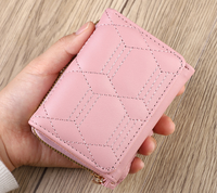 Dompet pendek wanita, dompet kartu penghalang RFID, dompet koin tahan air, dompet pendek kulit PU gaya Korea trendi