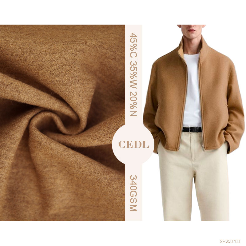 Cotton Wool Nylon Blend Knit Fabric Two-tone Sheep Wool Knit Fabric for Jacket Windcoat