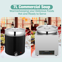 Marmite Chauffe-Soupe Commerciale en Acier Inoxydable 7L avec Pot Intérieur, Protection Anti-Brûlure et Couvercles, Bain-Marie