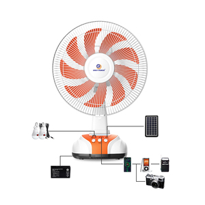 2024 New Model 12 Inch 9 Blades Solar Power Energy Table Fan Cooling Led Light Rechargeable Ac Fan Home Office EP-2112A-9 <b>Usb</b> Fa - Product Image 3
