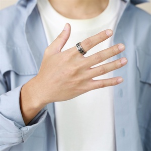Fashion New Design Black Enamel Spinner <b>Ring</b> Gold Plated <b>Rings</b> <b>for</b> <b>Men</b> - Product Image 4