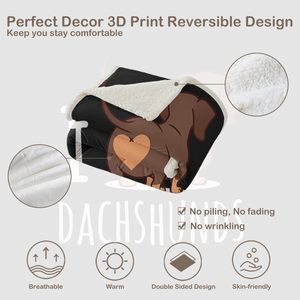 Mềm Sang Trọng <span class=keywords><strong>Dachshund</strong></span> Những Người Yêu Thích Món Quà Màu Đen Sherpa Chăn Cho Ghế Ghế-Con Chó Mông Mô Hình Ném Cho Trẻ Em Cô Gái Chàng Trai - Product Image 6