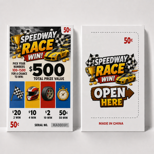 Free Design Custom Print Traffic Jam Theme Double Sided Variable Data Pull Tab Tickets Instant Prize Break Open Tickets - Product Image 2