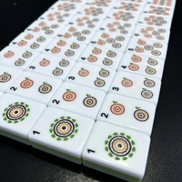 Juego de Mahjong Americano Moderno de Acrílico Verde Jade Cloud, Diseño Botánico, Fichas de Mahjong de Imitación de Jade de Lujo, Regalo Duradero Resistente al Agua