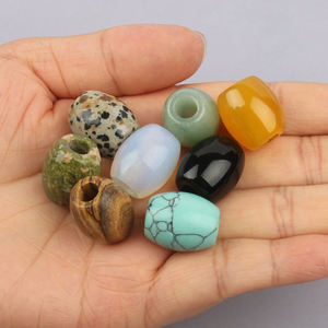 Natuurlijke zwarte agaat/unakiet steen losse kralen 18x16mm tonvormig met groot gat voor het maken van sieraden & DIY armband accessoires - Product Image 6