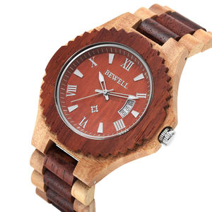 Soldes Bewell Montre en bois artisanale pour homme Montre à quartz Cadeau Montre personnalisée avec logo Montre en bois la moins chère pour homme - Product Image 3