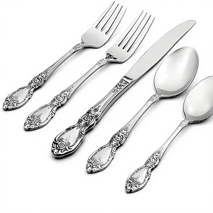 <b>Vintage</b> Style Metal Flatware Sets 5 Pcs Eco Friendly Food Contact Safe Stainless Steel <b>Cutlery</b> Set For Table Decoration Use - Product Image 1