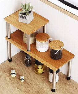 OEM Corner <strong>Shelf</strong> 2 Tier Storage <strong>Shelves</strong> Bamboo Adjustable Spice Rack Riser Standing <strong>Counter</strong> <strong>Top</strong> Cabinet Display <strong>Shelf</strong> - Product Image 2