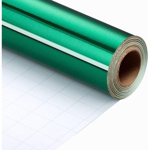Merture Metallic Dark Green <b>Wrapping</b> <b>Paper</b> Roll 17 In X 16.4 Ft Grid Lines For Gift Packaging - Product Image 1