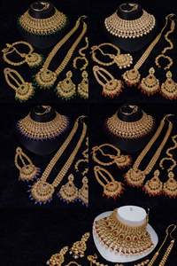 ชุดเครื่องประดับเจ้าสาวโบราณชุบทองแบบดั้งเดิม: สร้อยคอ ต่างหู และมงกุฎแบบดั้งเดิมสำหรับผู้หญิง - Product Image 2