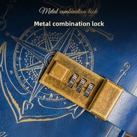 Carnet Rétro B6 avec Code de Verrouillage, Couverture en Similicuir, Reliure Sans Fil, Épais et de Haute Qualité, Cadeau Quotidien pour Couple
