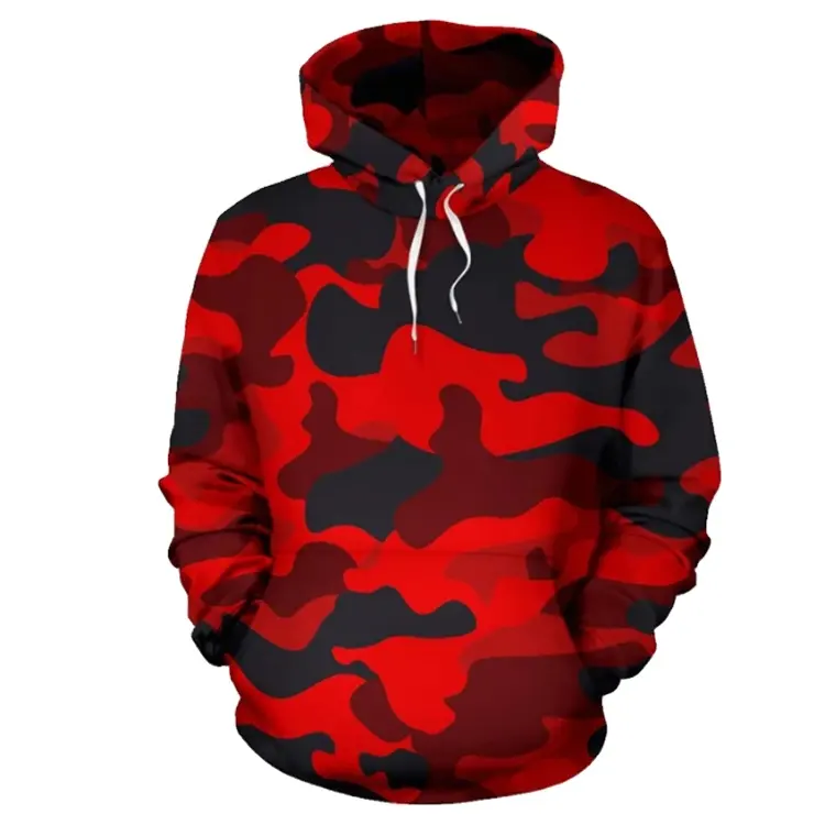 Grosir Hoodie Kamo Olahraga Pria Hoodie Bercetak 3D Kustom Hoodie Camo Ukuran Besar Gym Pria