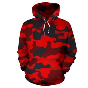 Groothandel Custom Fleece Volledige Dye Mannen Gym Hoodies Sweatshirts Sublimatie 3D Gedrukt Oversized Camo Hoodie