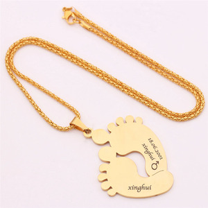 Collier de pied avec pendentif en acier inoxydable, personnalisé, pour femmes et enfants, collier avec Date de naissance - Product Image 5