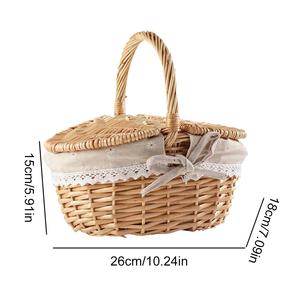 <span class=keywords><strong>Panier</strong></span> de pique-nique en osier fait main pour le camping en plein air, <span class=keywords><strong>panier</strong></span> de rangement en saule naturel tressé avec couvercle et poignée - Product Image 6
