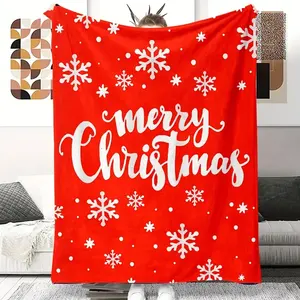 ผ้าห่มผ้าสักหลาดพิมพ์ลายคริสมาสต์ผ้าห่มโยนออกแบบได้ตามที่ต้องการสำหรับโซฟา