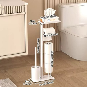 <span class=keywords><strong>Portarrollos</strong></span> de <span class=keywords><strong>Papel</strong></span> Higiénico Independiente con Cepillo, <span class=keywords><strong>Sin</strong></span> Perforaciones, Organizador de Baño, Soporte de Metal Resistente a la Oxidación para el Hogar - Product Image 5