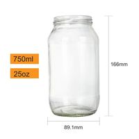 Déstockage en stock, prix usine, vente en gros, bocal en verre rond vide de 750 ml (25 oz) de qualité alimentaire pour pâtes avec couvercles à visser