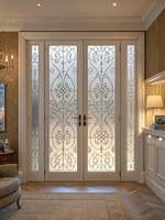 Porte intérieure française sur mesure, double battant, en bois et verre, fabriquée sur mesure pour maisons et villas de design