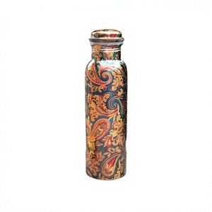 Artisanal Pure Copper Water Bottle Eco Friendly Bohemian Pattern Bottle for Drinking Water Yoga Fitness Office Home Travel Gift - Product Image 1