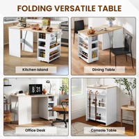 Service OEM ODM – Table de travail et de repas pliable et roulante en MDF, contemporaine et peu encombrante, avec rangement, idéale pour îlot de cuisine