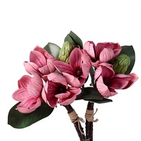 Bouquet de Magnolias Artificiels Réalistes en Soie, Composition Florale Multi-Têtes pour Décoration Maison, Mariage, Table à Manger