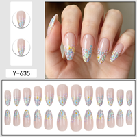 Faux Ongles à Presser Amande Pastel Floral Printemps 2026 – Vente en Gros Usine, Lot de 24 Pièces Réutilisables en ABS, Couverture Complète