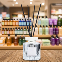 Bouteille diffuseur de parfum et d'huiles essentielles en verre transparent rayé rond vide de 200 ml, style luxe, avec boîtes d'emballage
