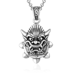 Collar de Moda para Hombre con Colgante de Cabeza de Dragón en Acero de Titanio SP423, Diseño de Zodiaco Animal, Joyería con Forma de Rostro - Product Image 1