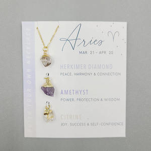 Collana Personalizzata con Ciondoli Zodiacali in Cristallo Grezzo, Gioiello con Pietra Portafortuna, Regalo <span class=keywords><strong>per</strong></span> Migliore Amica - Product Image 6