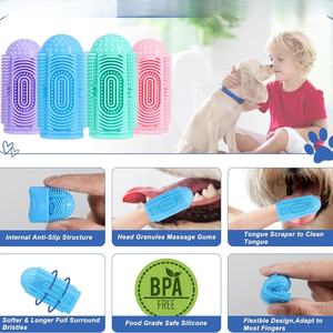 Cepillo de dientes de dedo de silicona anticálculos de lujo para perros Suministros de limpieza para el cuidado bucal de mascotas - Product Image 2