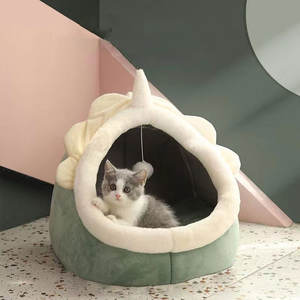 Betten für Hunde und Katzen Plüsch Katzen bett Hanf-inspirierter Winter Universal Semi-Closed Pet Nests Süße Katze Winter Warme Hunde nester - Product Image 3