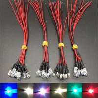 Jaune rouge chaud blanc haute luminosité 3mm LED 12v DC LED Diode 20 cm Orange ampoules pré-câblées lampe